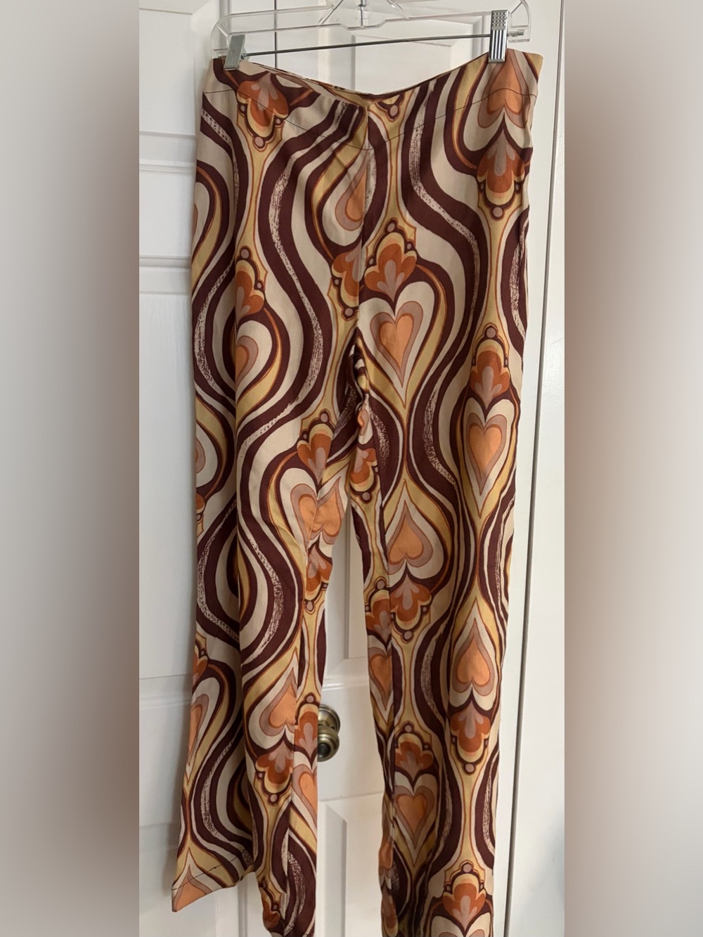 Retro Heart-Print Blazer and pant suit Set - Brown, Cream & Orange Free People - Picture 6 of 10